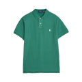 Custom Slim Fit Mesh Polo Shirt - Antique Green/Antique Cream