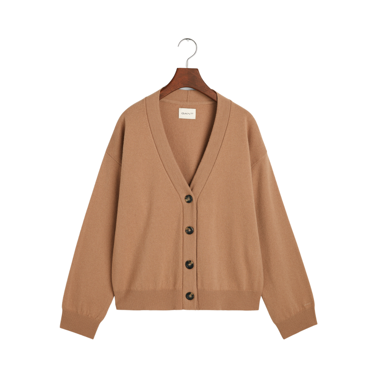 Superfine Lambswool Cardigan - CARAMEL BEIGE