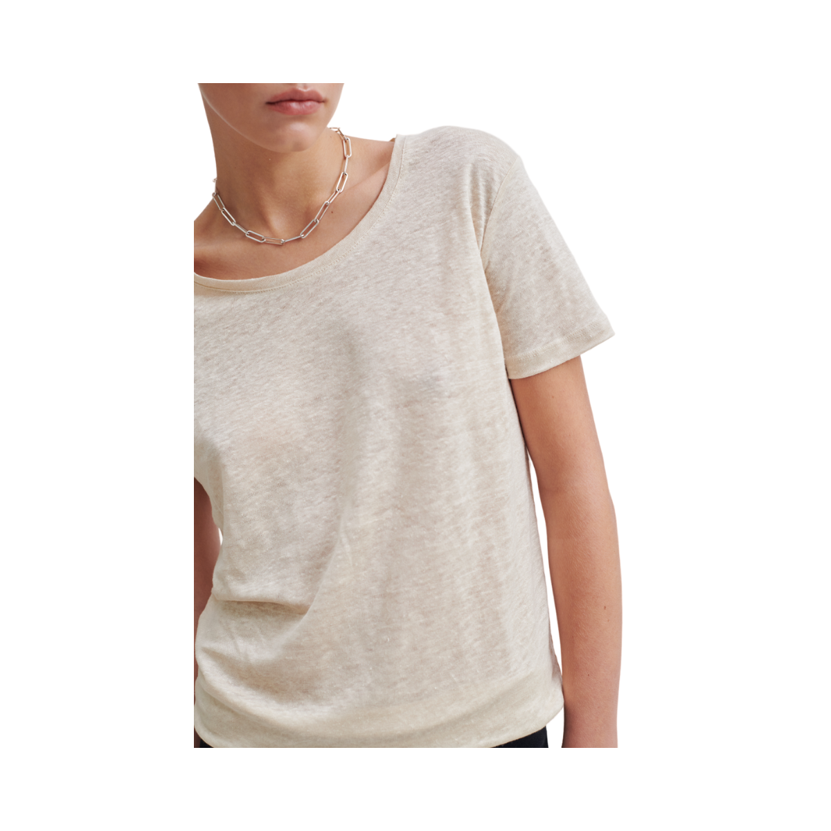 Peony O-Neck Tee - Beige