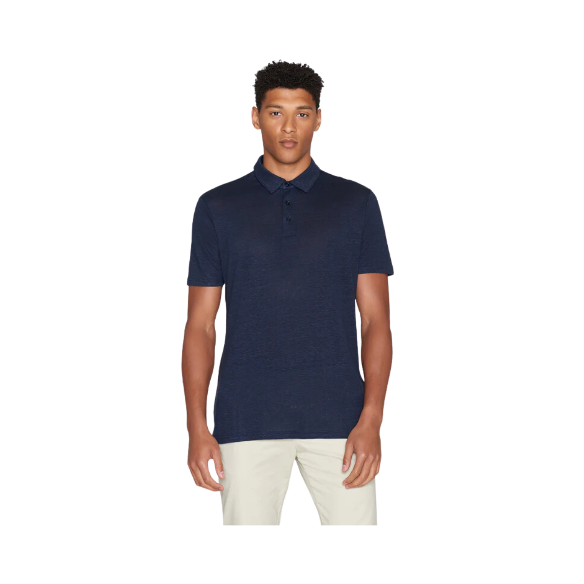 Linen polo - Navy