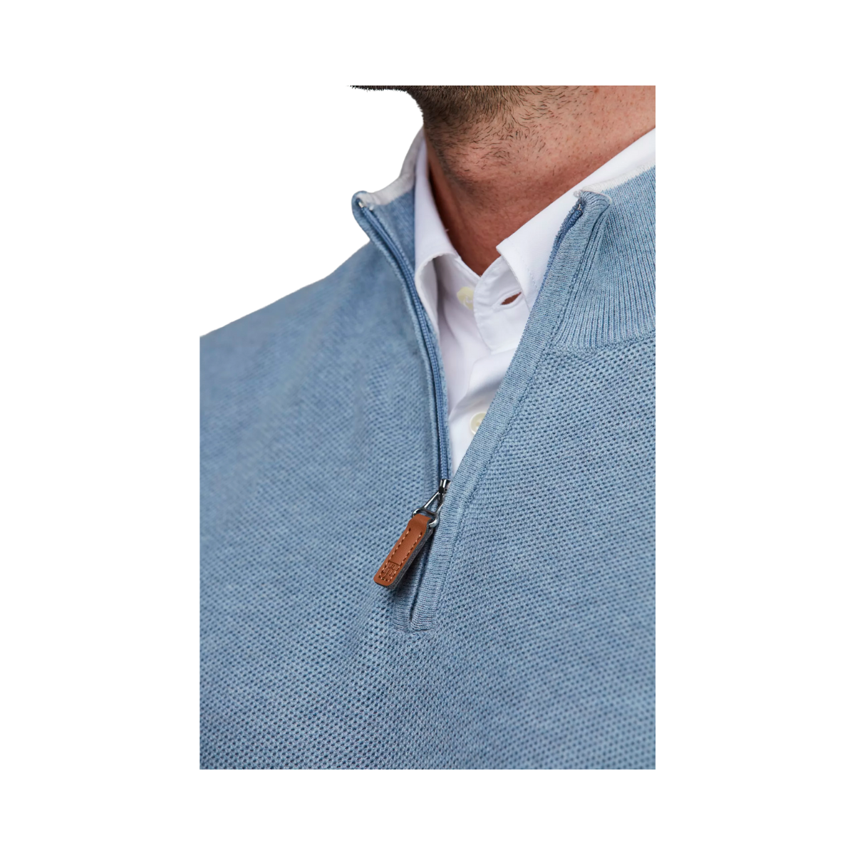 HALF ZIP STRUCTURE KNIT - BLUE