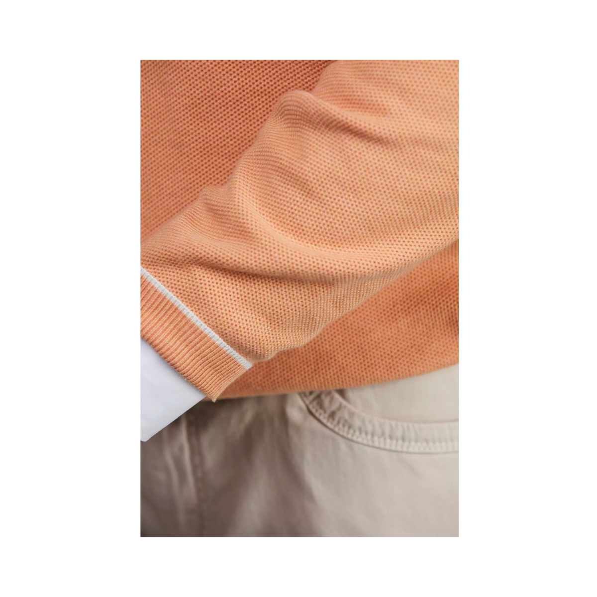 HALF ZIP STRUCTURE KNIT - LIGHT ORANGE