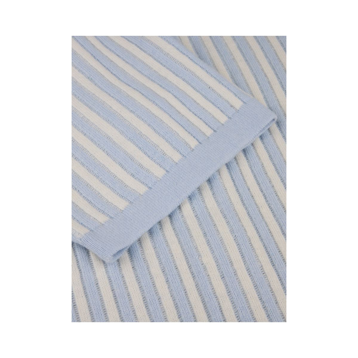 Polo Shirt Knitted Buttonthru - Light Blue Stripe