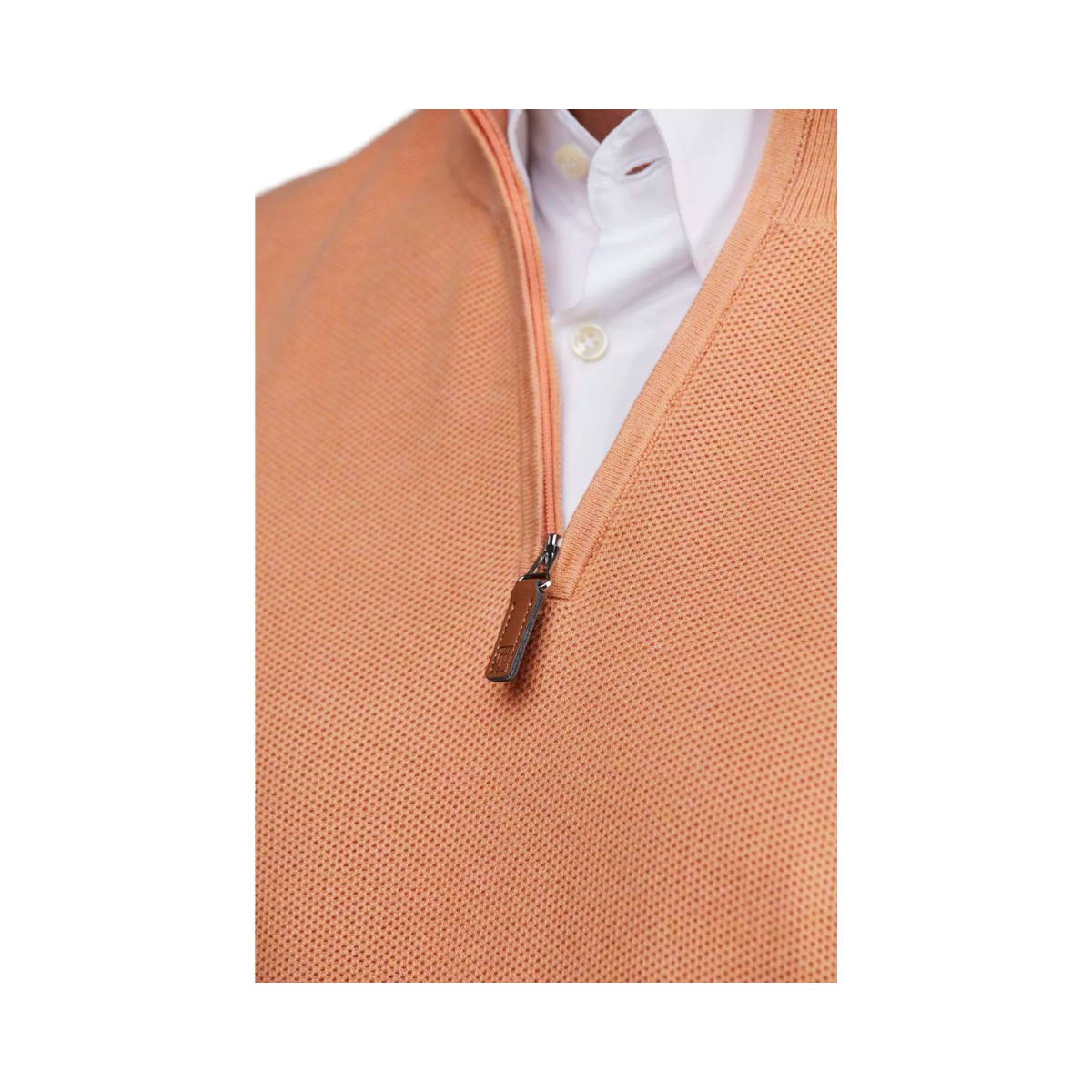 HALF ZIP STRUCTURE KNIT - LIGHT ORANGE