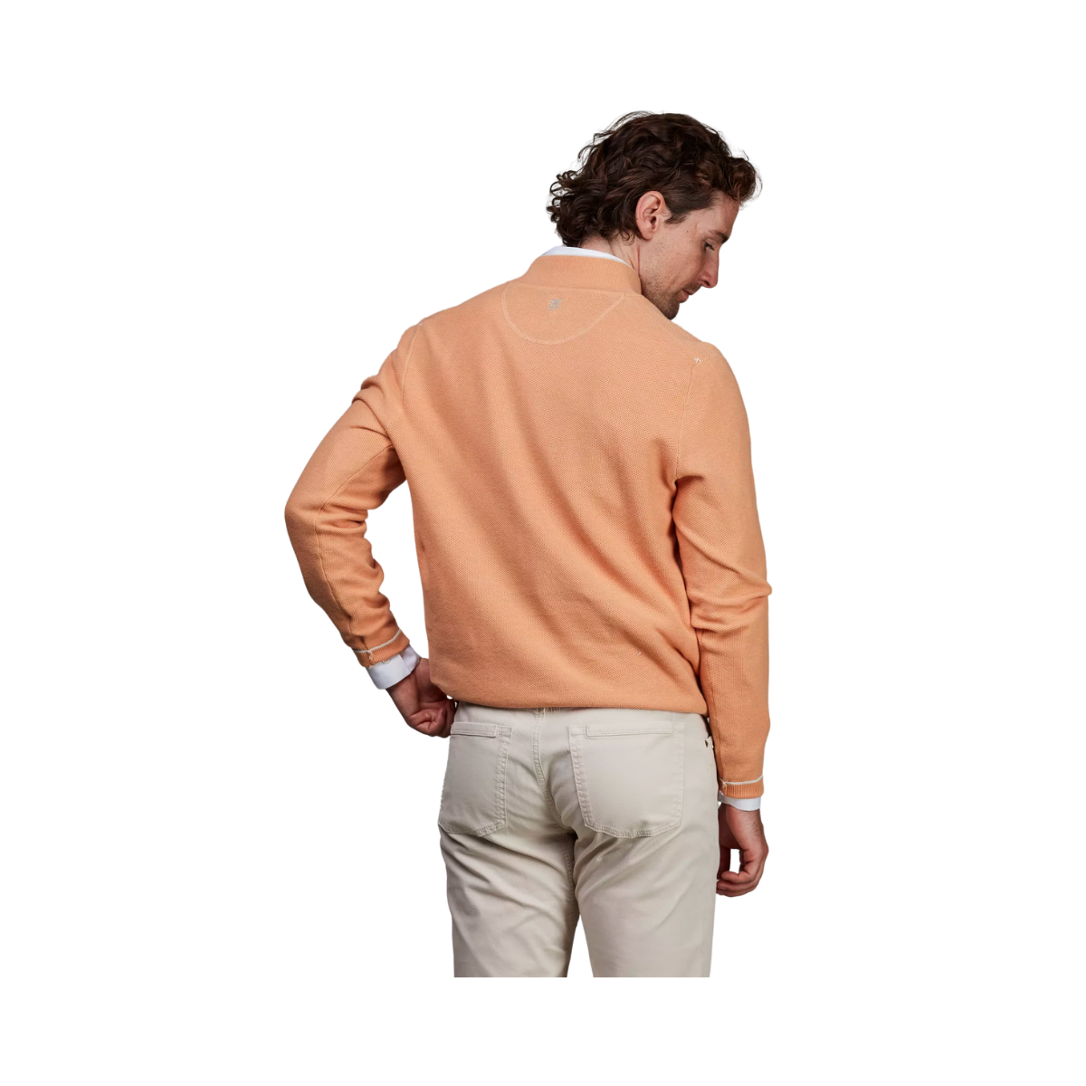 HALF ZIP STRUCTURE KNIT - LIGHT ORANGE