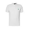 Custom Slim Fit Mesh Polo Shirt - Antique Cream/Antique Green