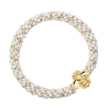 Fat Hair Tie W/Gold - White Stripe W/Bee
