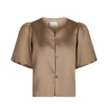 Aisa Dull Satin Blouse - Dark Taupe