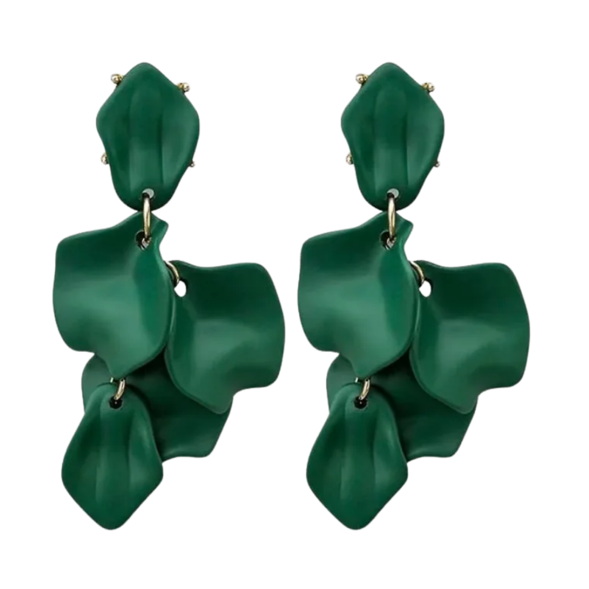 Leaf Earrings - Matt Dark Green
