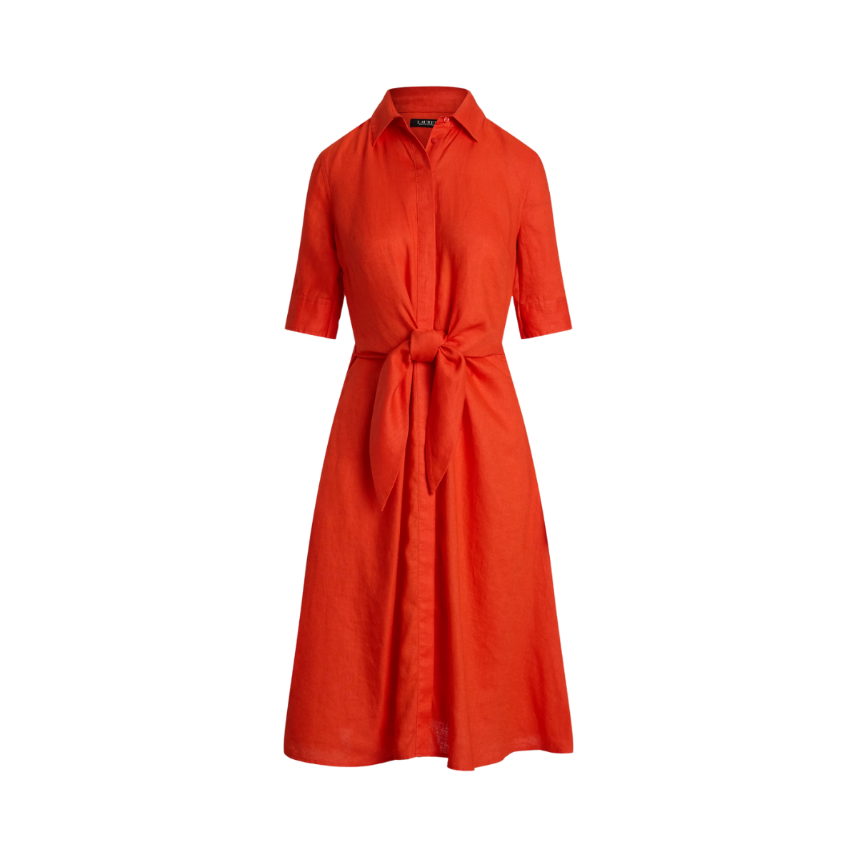 Wakana Elbow Sleeve Day Dress - Orange Lily
