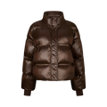 Rhea Shiny Puffer Jacket - Dark Brown
