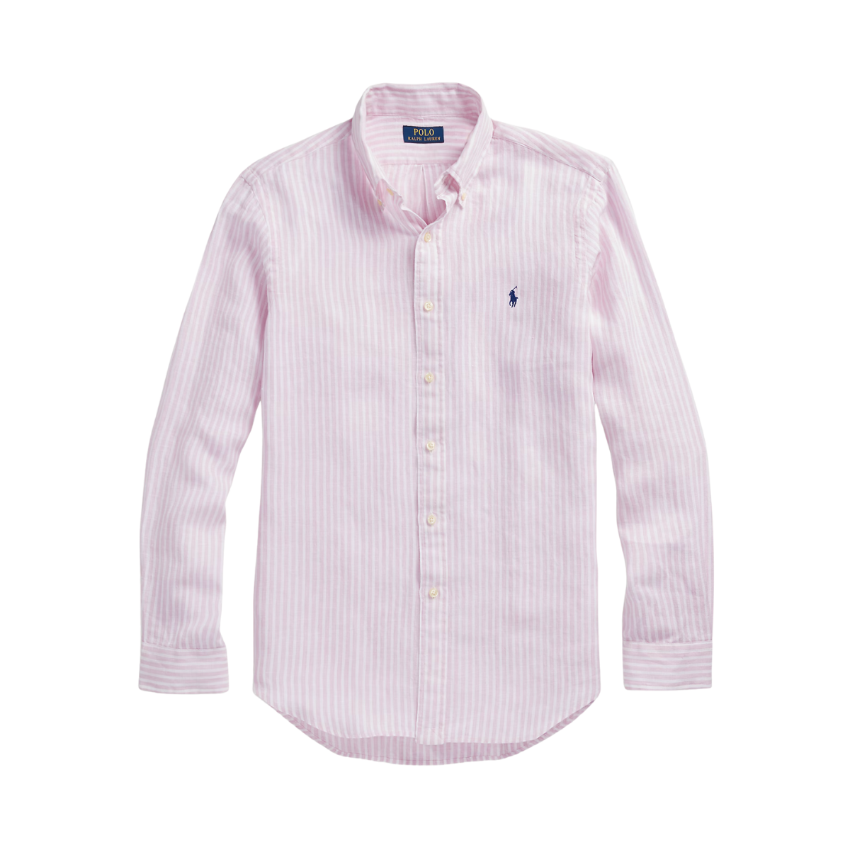 Long Sleeve Linen Shirt - Pink/White