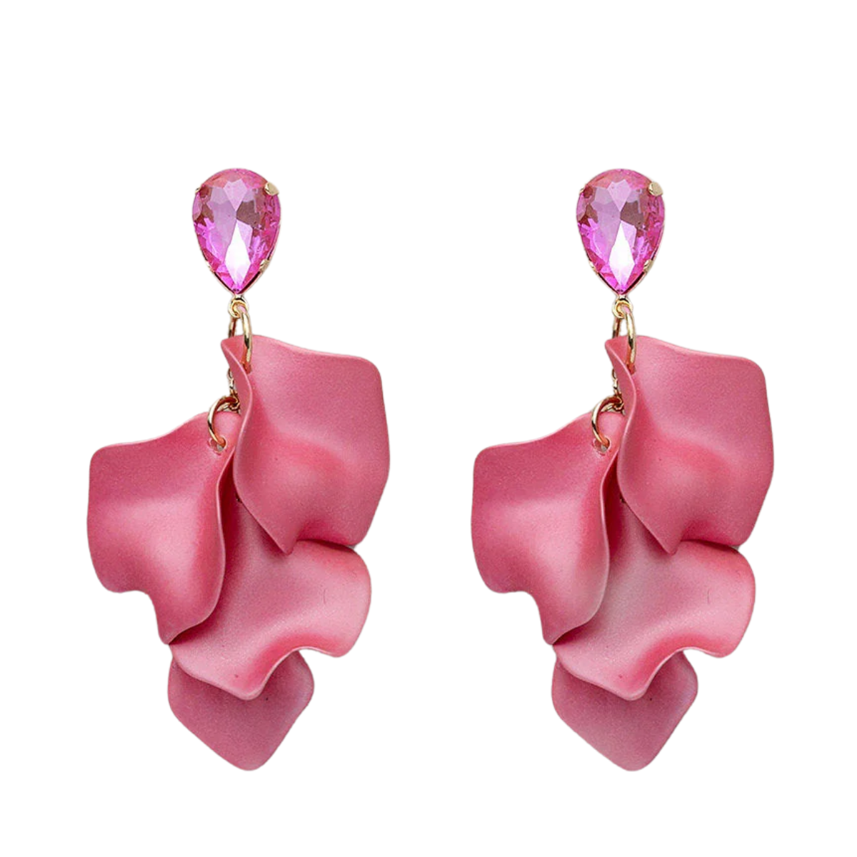 Leaf earrings - Strong pink