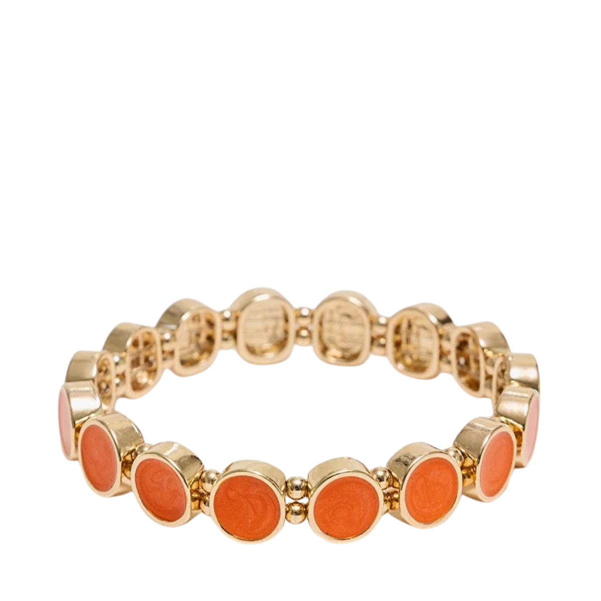 Ava Petite Elastic Bracelet - Gold W Strong Orange