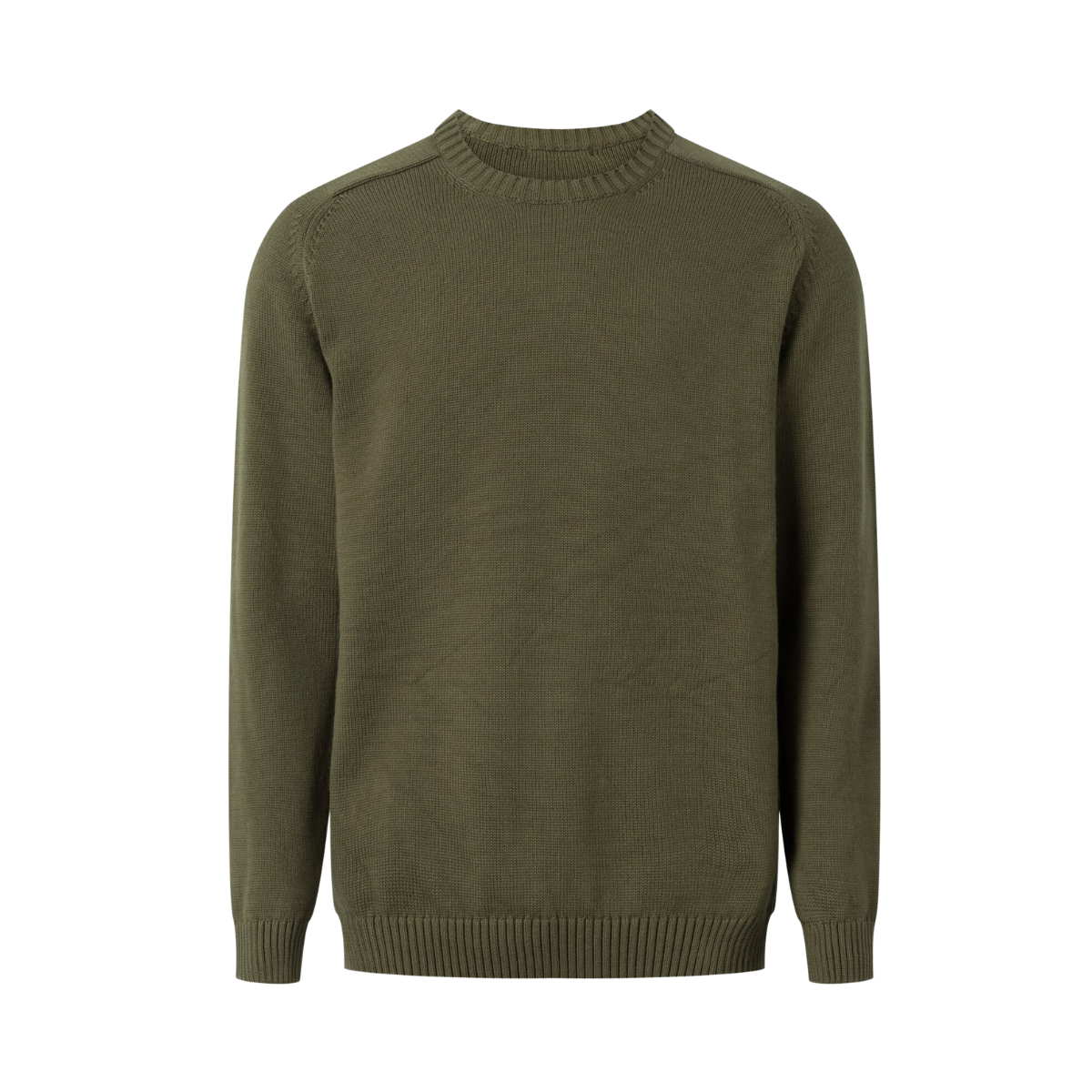 Plain Knitted Crewneck - Dark Olive