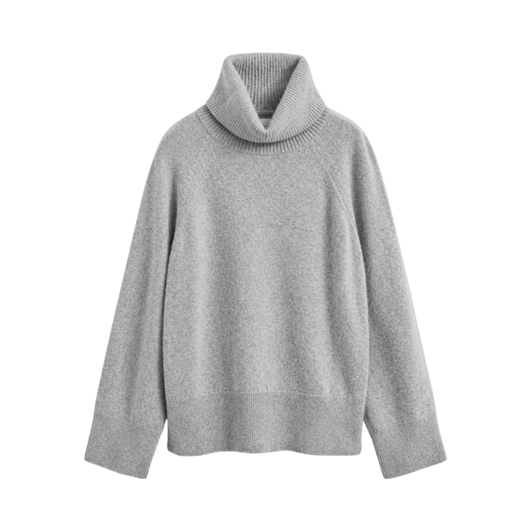 Wool Cashmere Turtleneck - Grey Melange