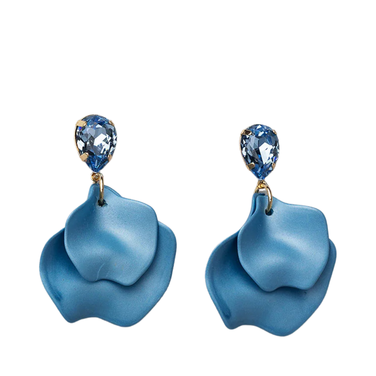 Leaf Earrings - Blue CZ