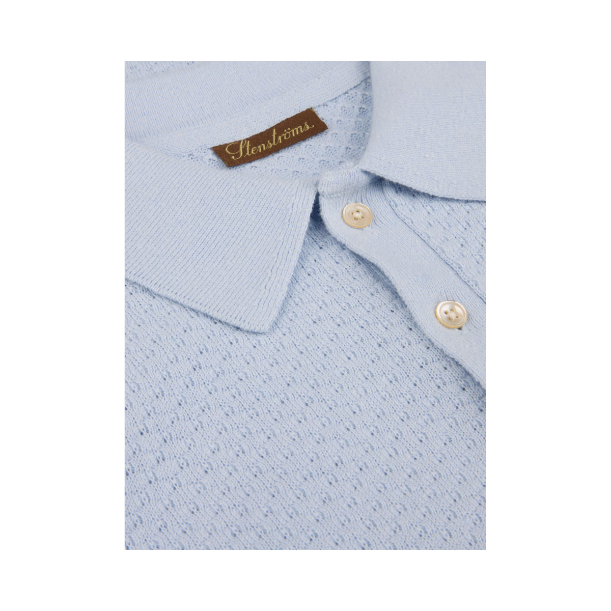 Polo Shirt Knitted Textured - Light Blue