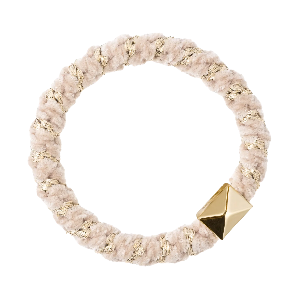 Fluffy Fat Hair Tie W/Gold - Sand Stripe