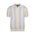 Polo Shirt Knitted Stripe Textured - Offwhite Stripe