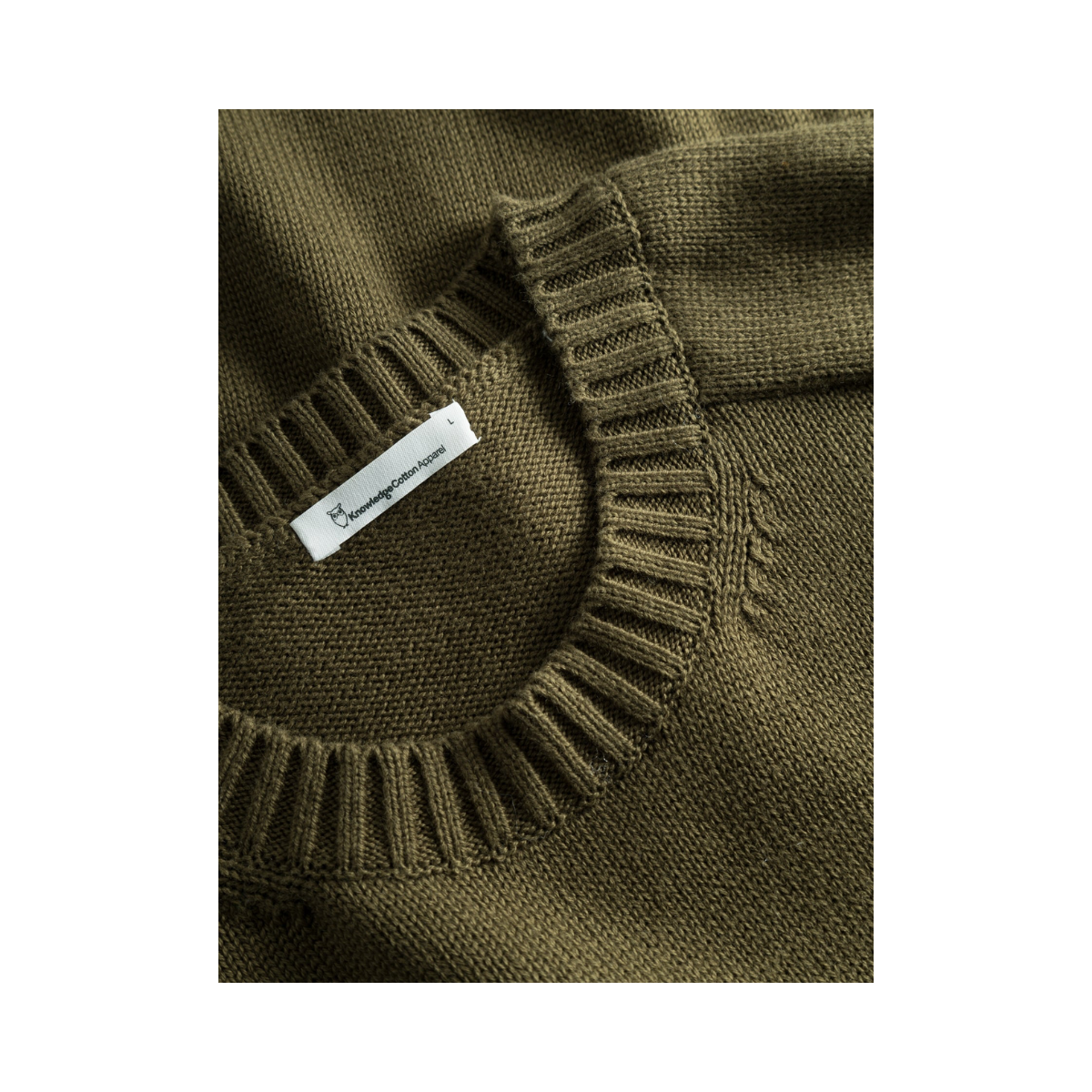 Plain Knitted Crewneck - Dark Olive