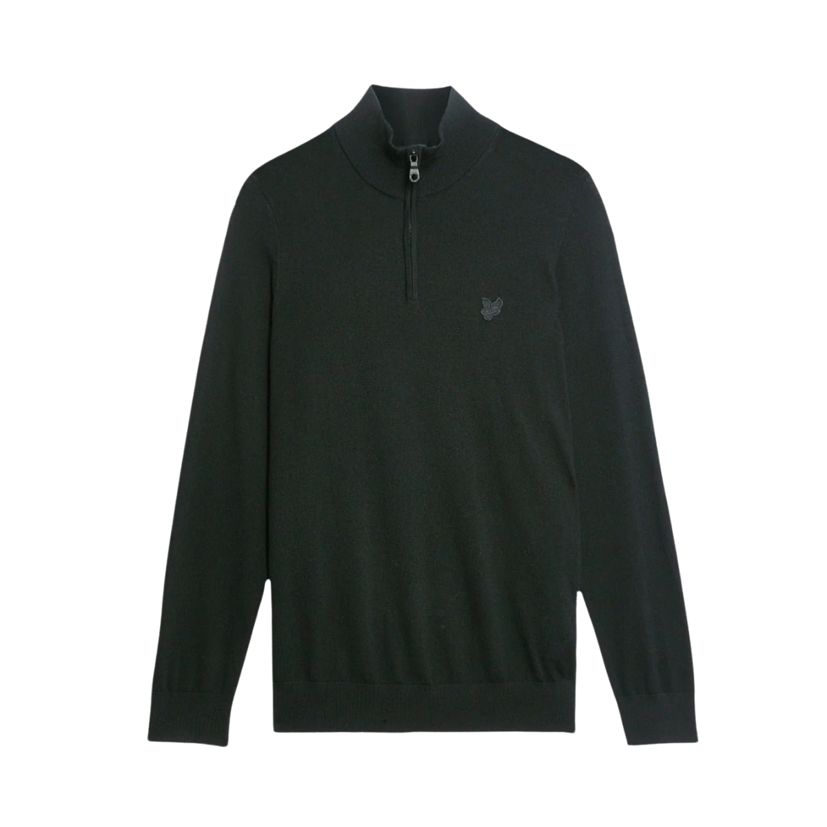 Tonal Eagle Merino Quarter Zip Jumper - Jet Black