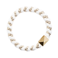 Fluffy Fat Hair Tie W/Gold - White Stripes
