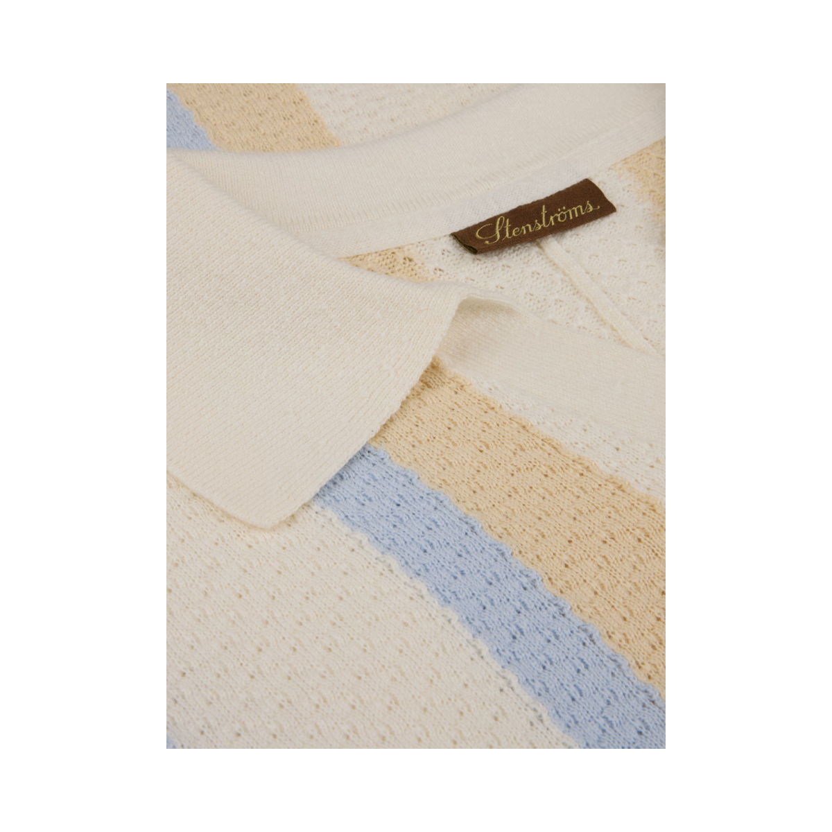 Polo Shirt Knitted Stripe Textured - Offwhite Stripe