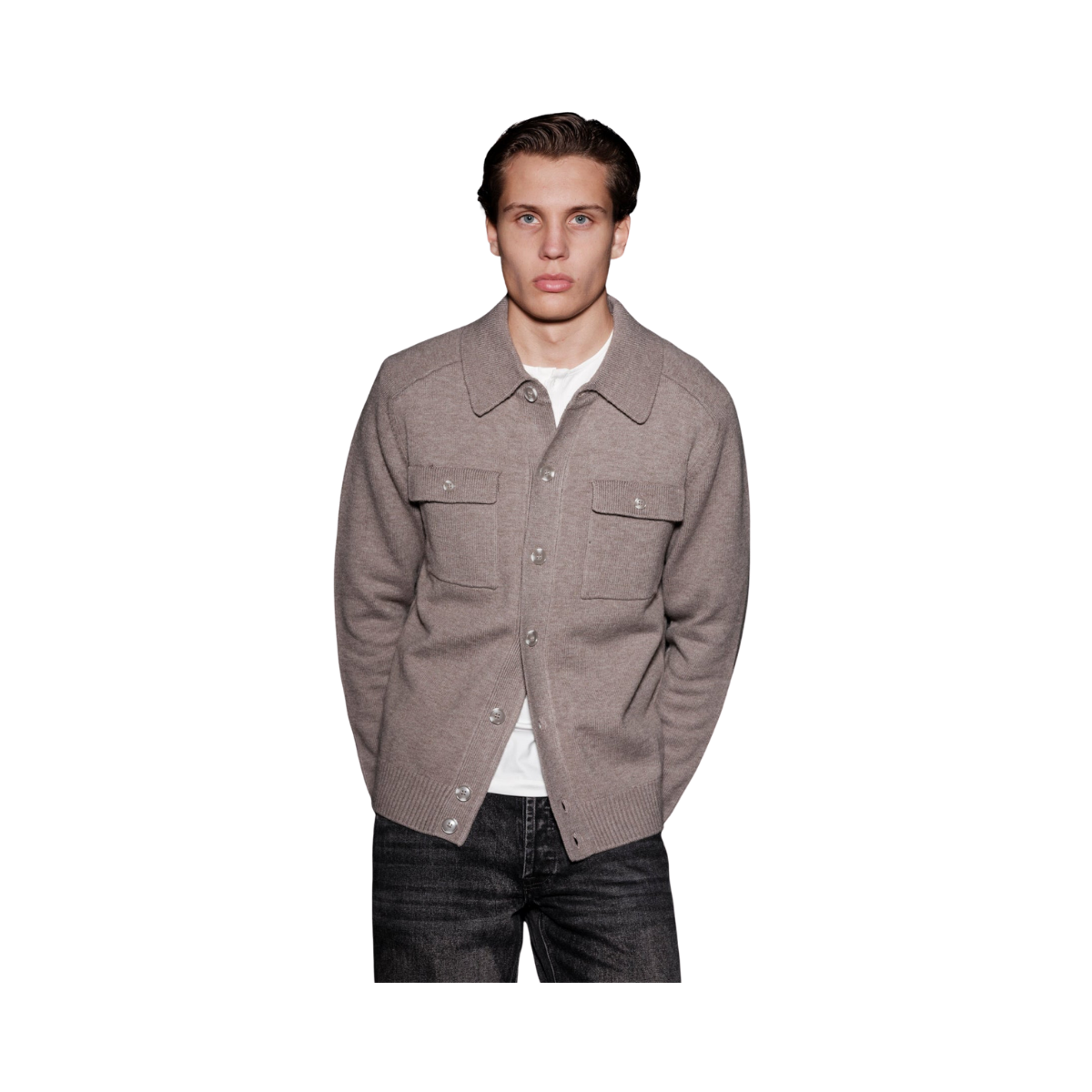 Larry Cardigan Knit - Greige