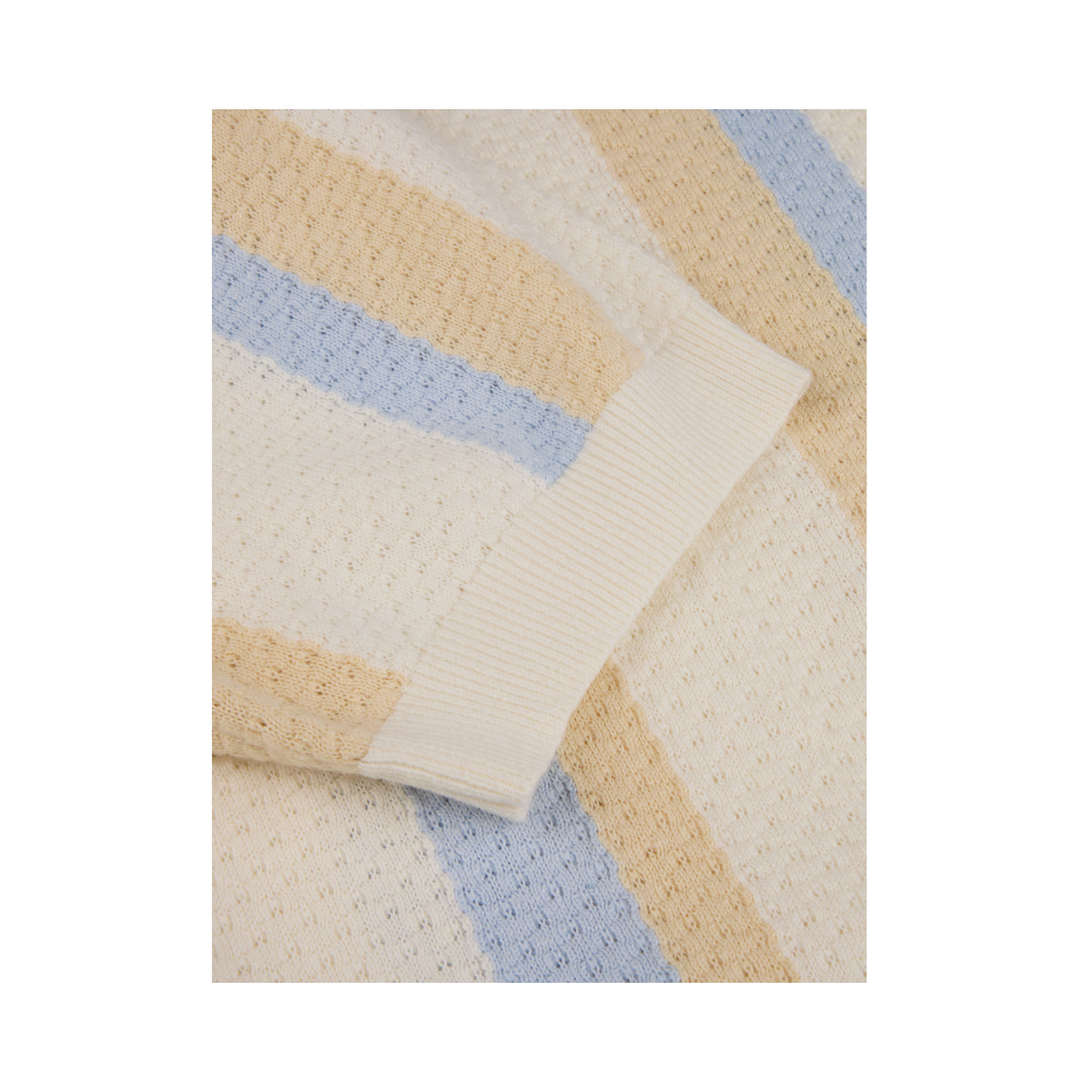 Polo Shirt Knitted Stripe Textured - Offwhite Stripe