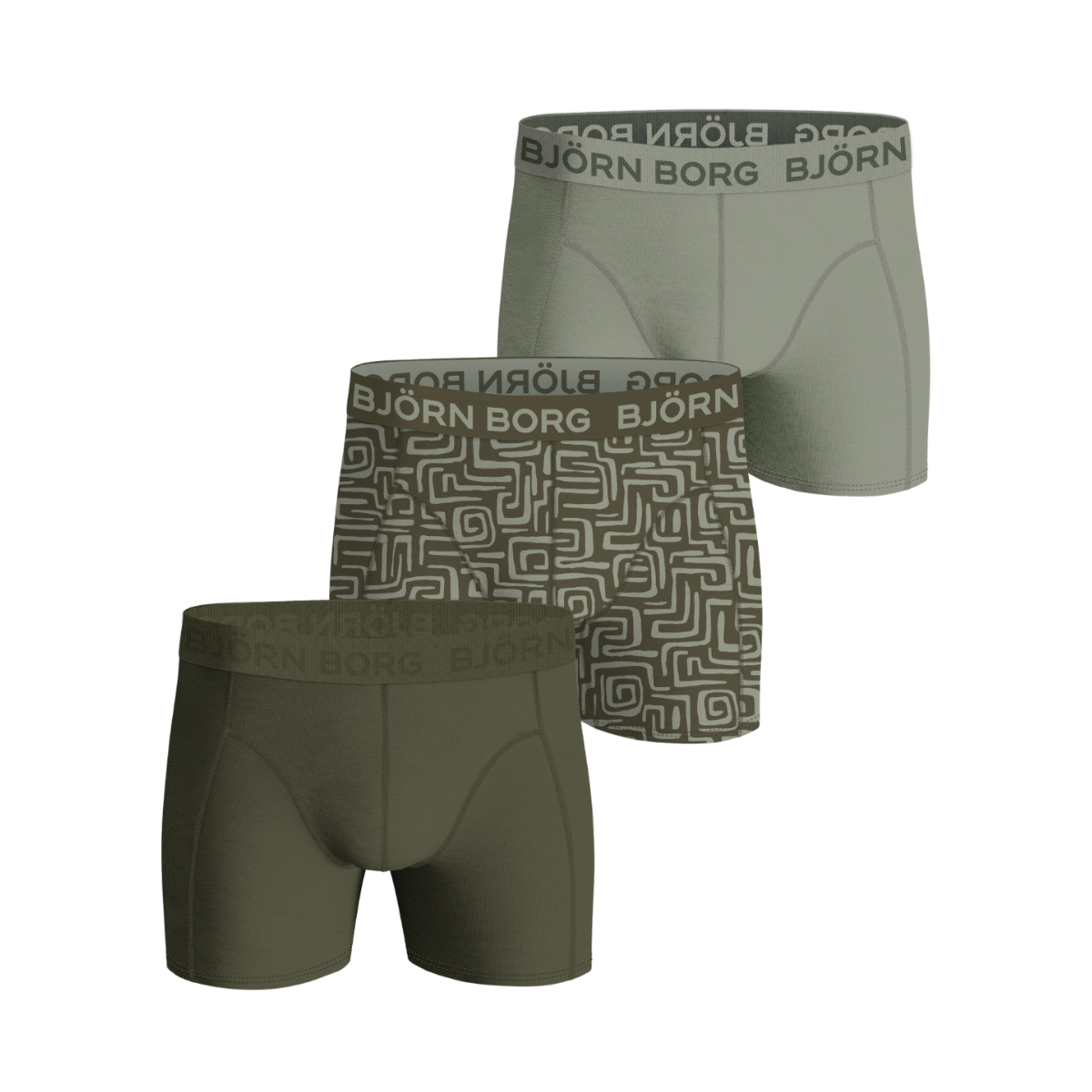 Cotton Stretch Boxer 3P - Multipack Dark Green