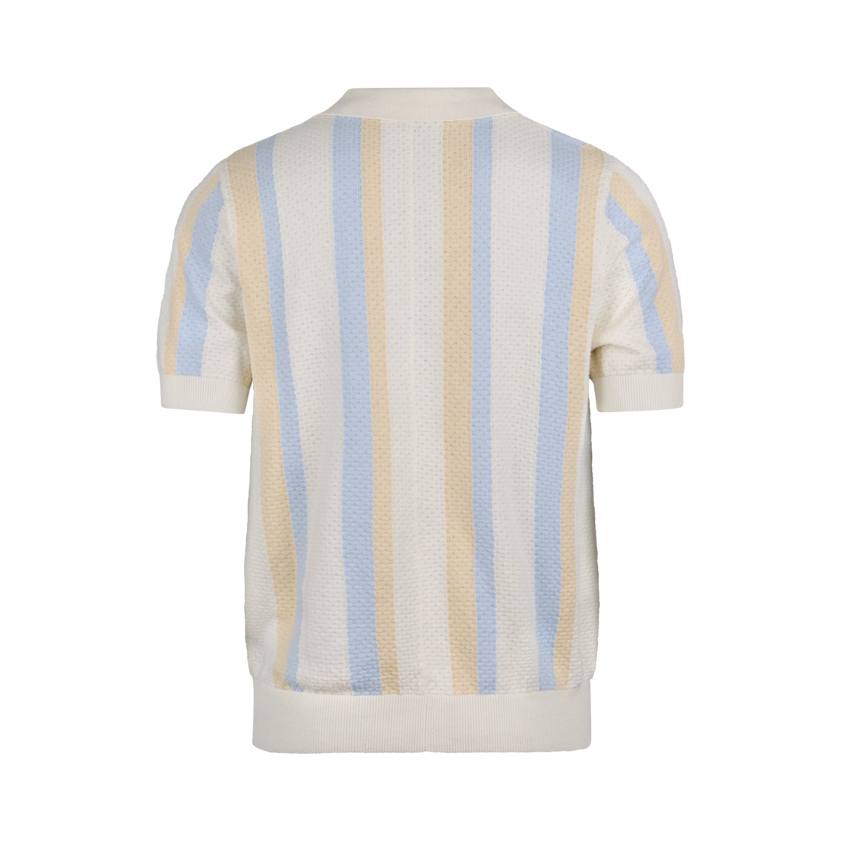 Polo Shirt Knitted Stripe Textured - Offwhite Stripe