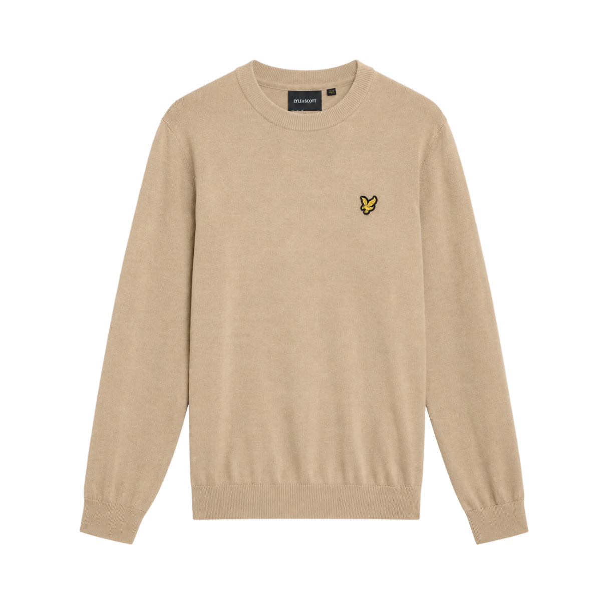 Tonal Eagle Merino Crew Neck Jumper - Sandstorm Beige
