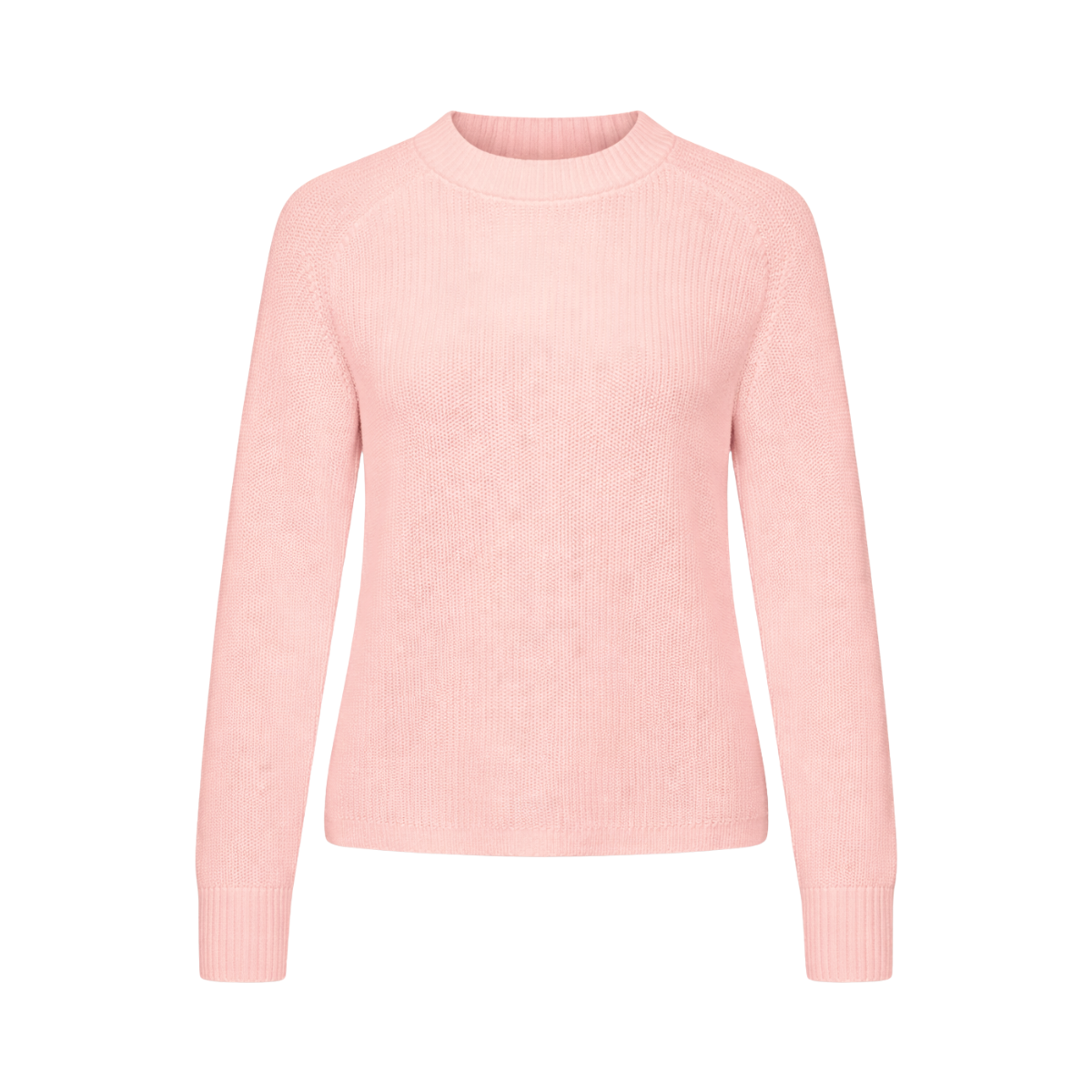 Ribbed Knit Cotton C-Neck - Apricot Pink