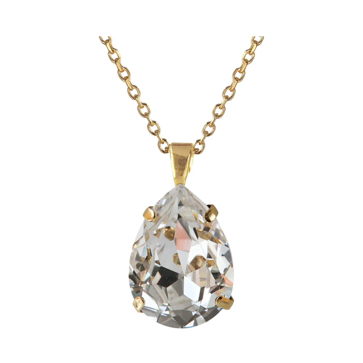 Classic Drop Necklace Gold - Crystal