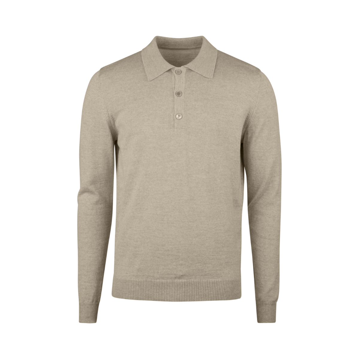 Knitted Polo Shirt Merino Wool - Beige