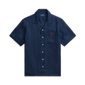 Classic Fit Linen Camp Shirt - Navy