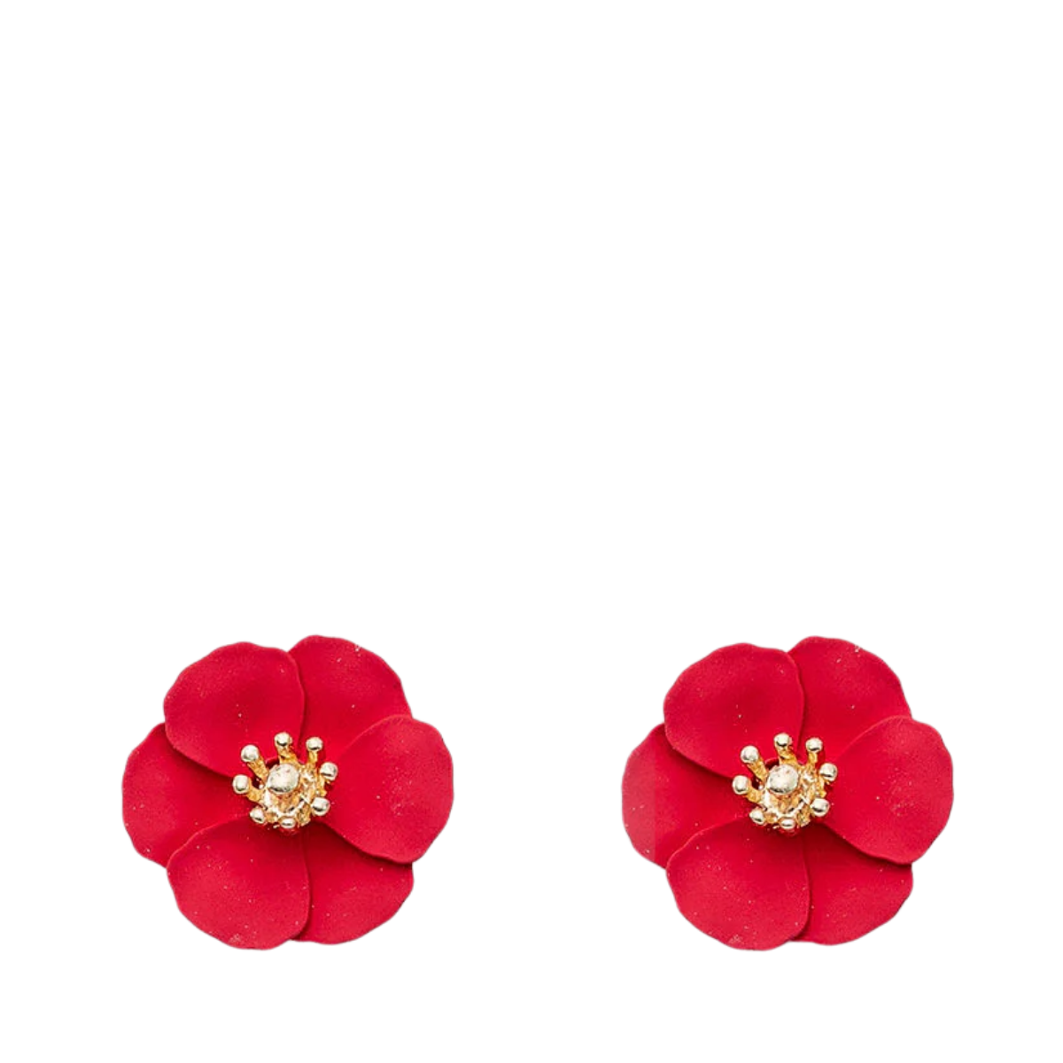 Flower Small Earrings Red - Red