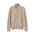 Micro Textured Cotton Zip Cardigan - Oat Melange