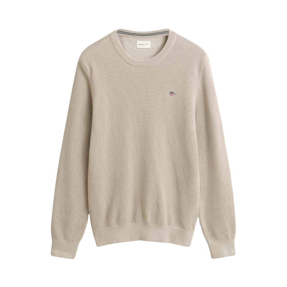 Micro Textured Cotton C-Neck - Clay Beige
