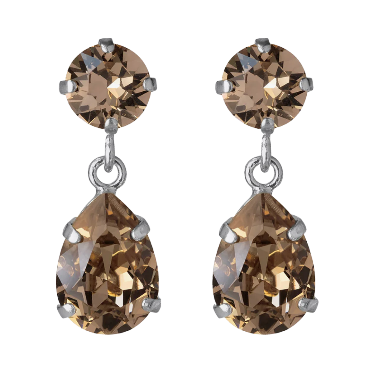 Mini Drop Earrings Rhodium - Greige