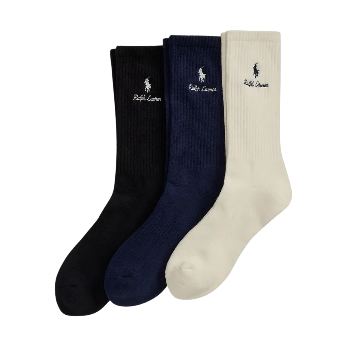 Logo Crew Sock 3 Pack - Cream Navy Black