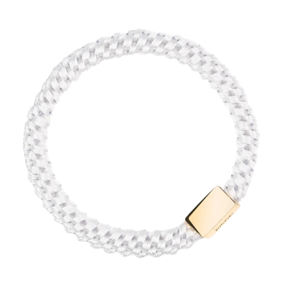 Fat Hair Tie W/Gold - White
