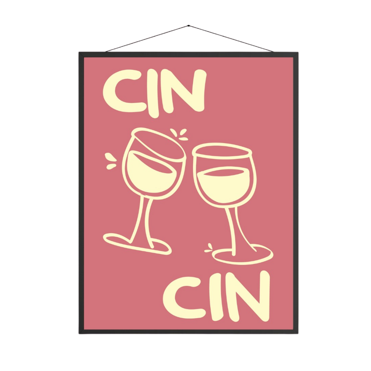 Poster 50x70 Cin Cin pink w black frame - PINK
