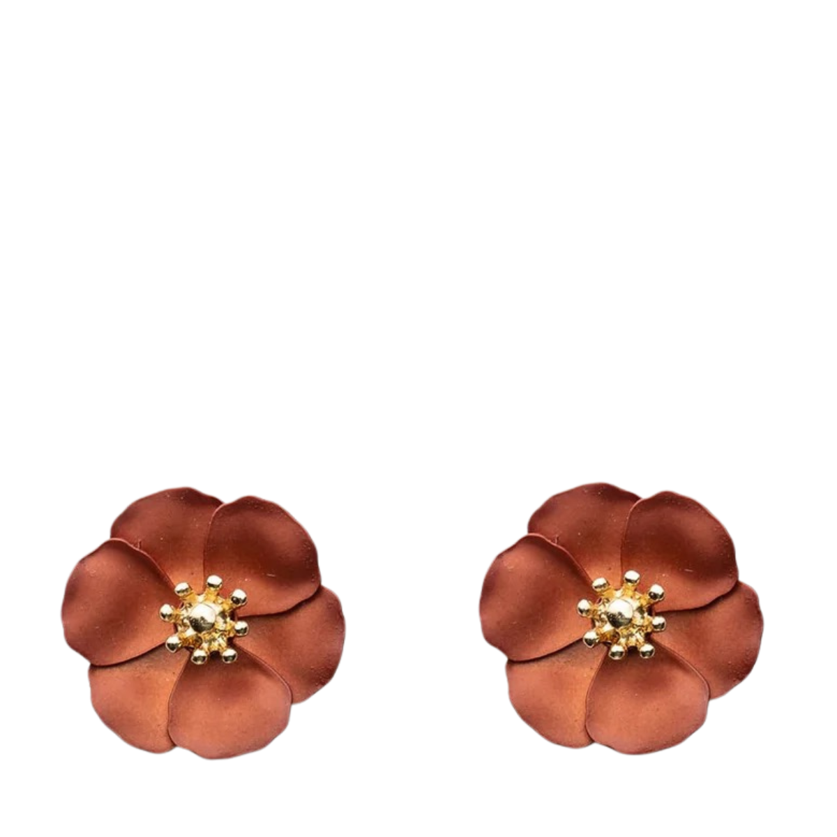 Flower Small Earrings - 02 Metallic Brown