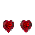 Heart Earrings Rhodium - Light Siam