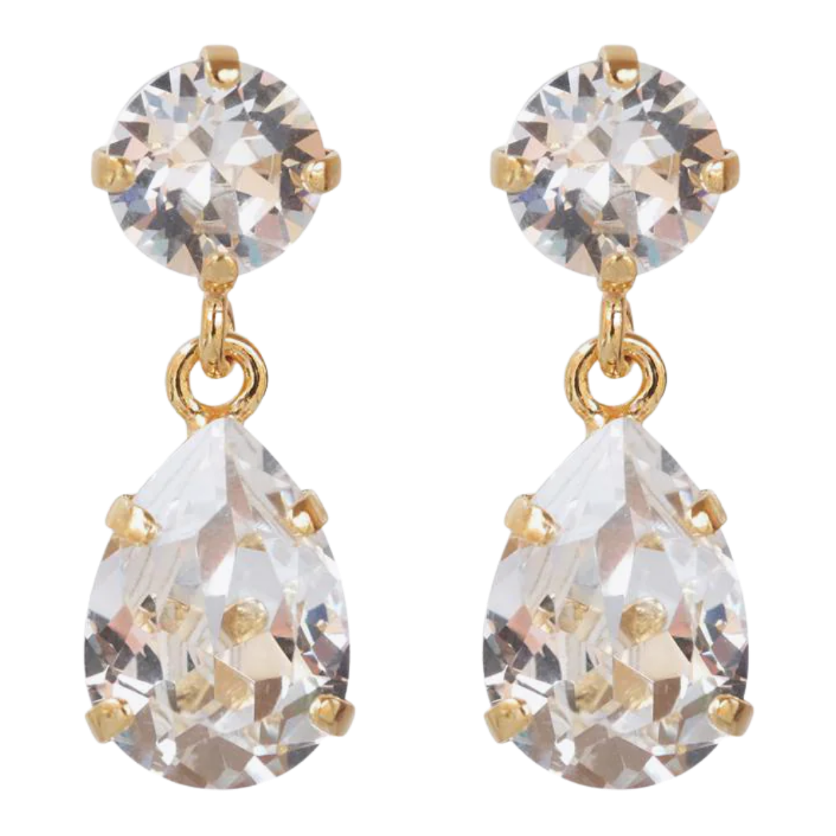 Mini Drop Earrings Gold - Crystal