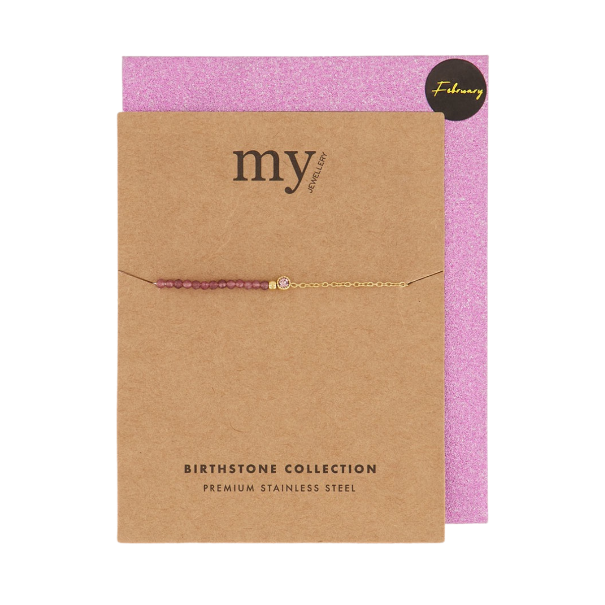 Birth Bracelet - Gold February