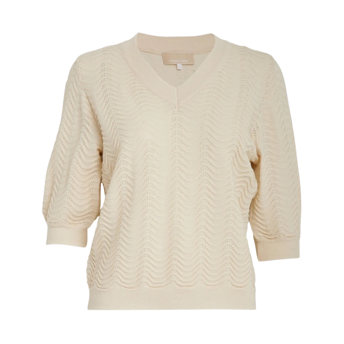 PCRuthia V-Neck Pullover - Whitecap Creme