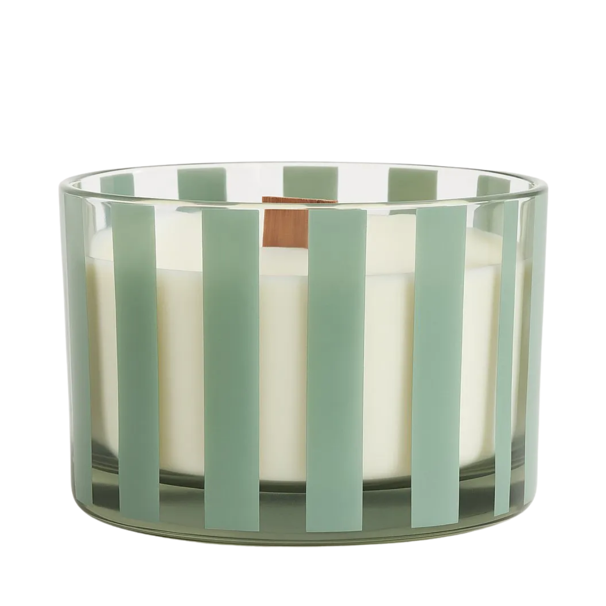 Striped Glass Candle Green - Pistachio